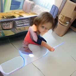 child playing with nuclear object