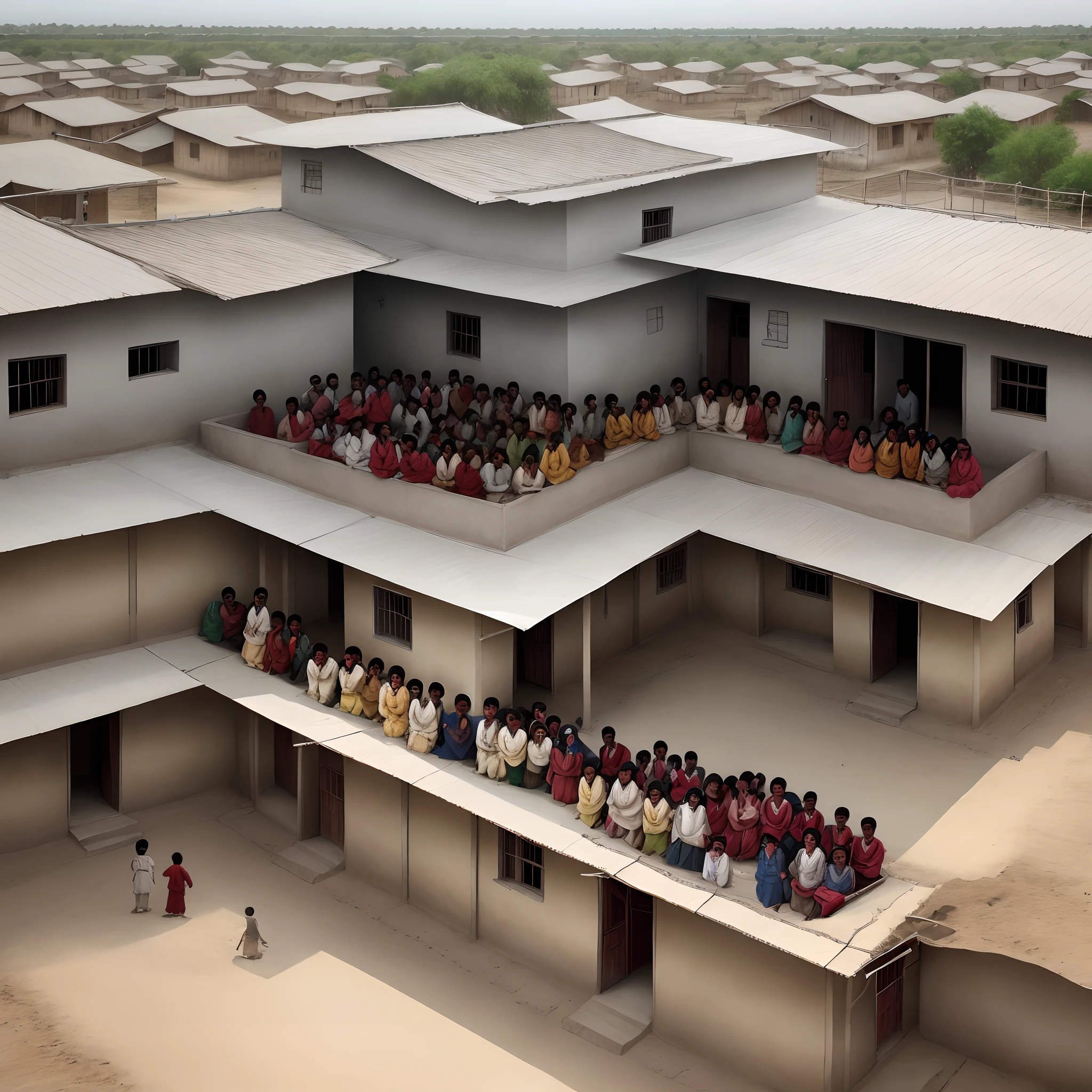 ۔
Ali draws a new school for the children in his village.
