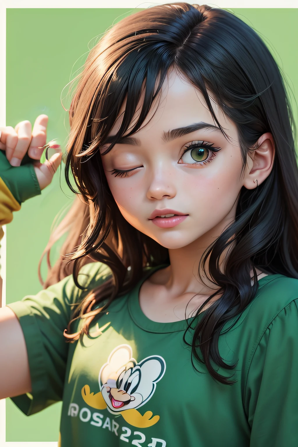 Room, light, T-shirt green