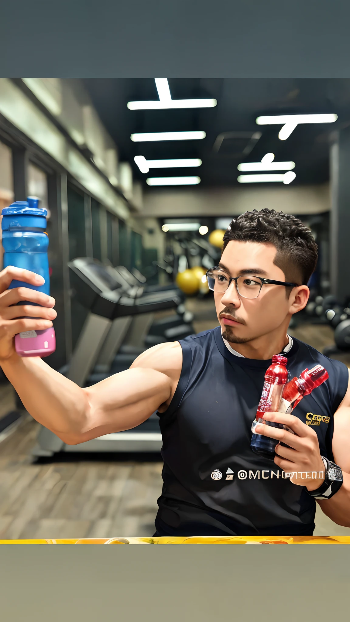 ironman holding a bottle of water and a bottle of energy, chun li at the gym, shot on nikon z9, shot with canon eoa 6 d mark ii, captured on canon eos r 6, cottagecore!! fitness body, li zixin, shot on canon eos r5, shot on canon eos r 5, photo taken with nikon d750