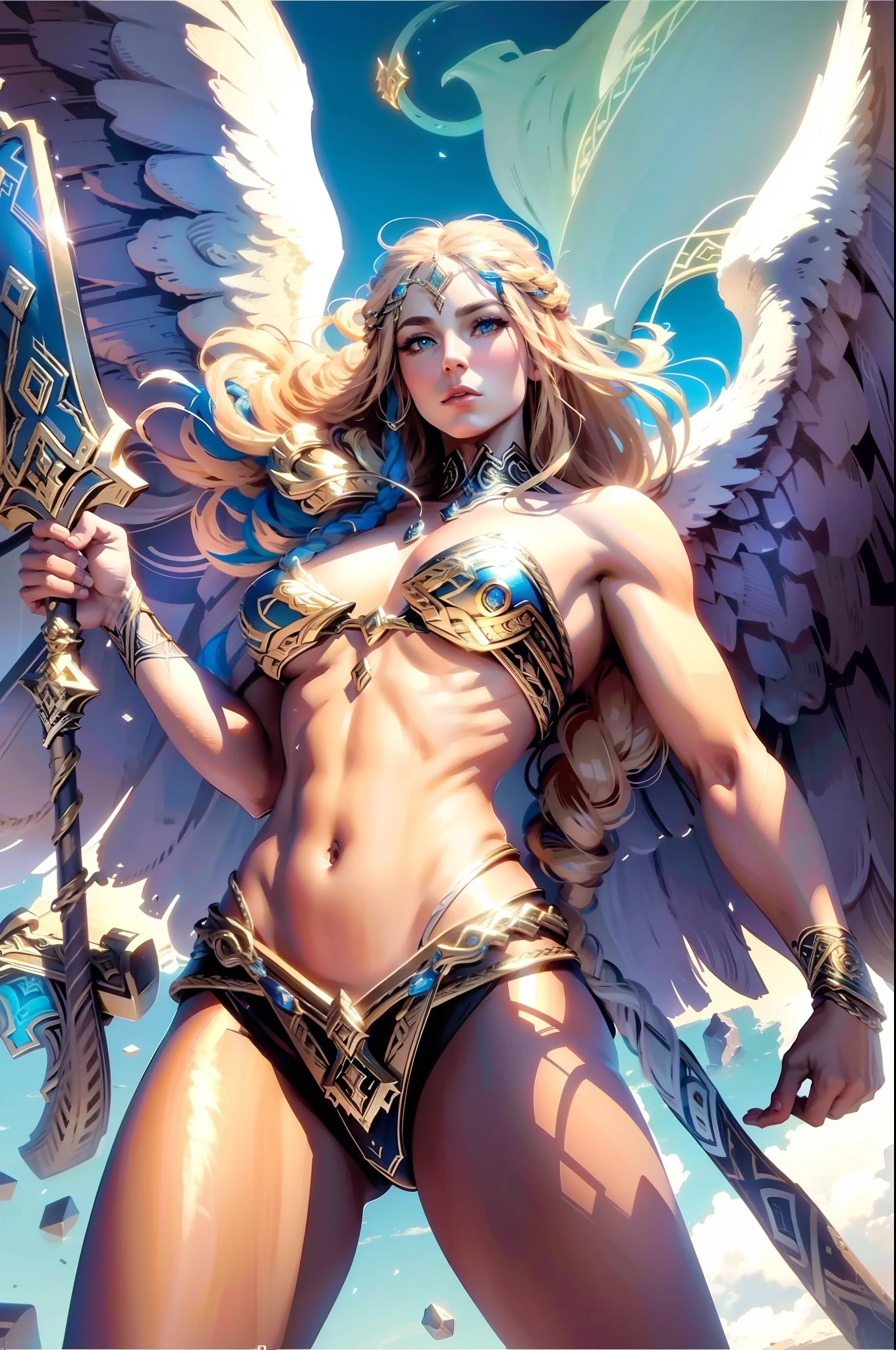 Asgard,valkyrie,Senhora Cavaleiro,Anatomia correta,epic fantasy digital art,tmasterpiece,8k,high-definition resolution,desenho detalhado,Qulidade Superior,, Epic composition