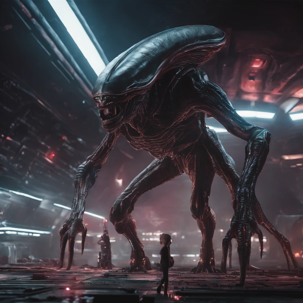 A cinematic scene, Empress of aliens,Volumetriclighting,Very detailed
