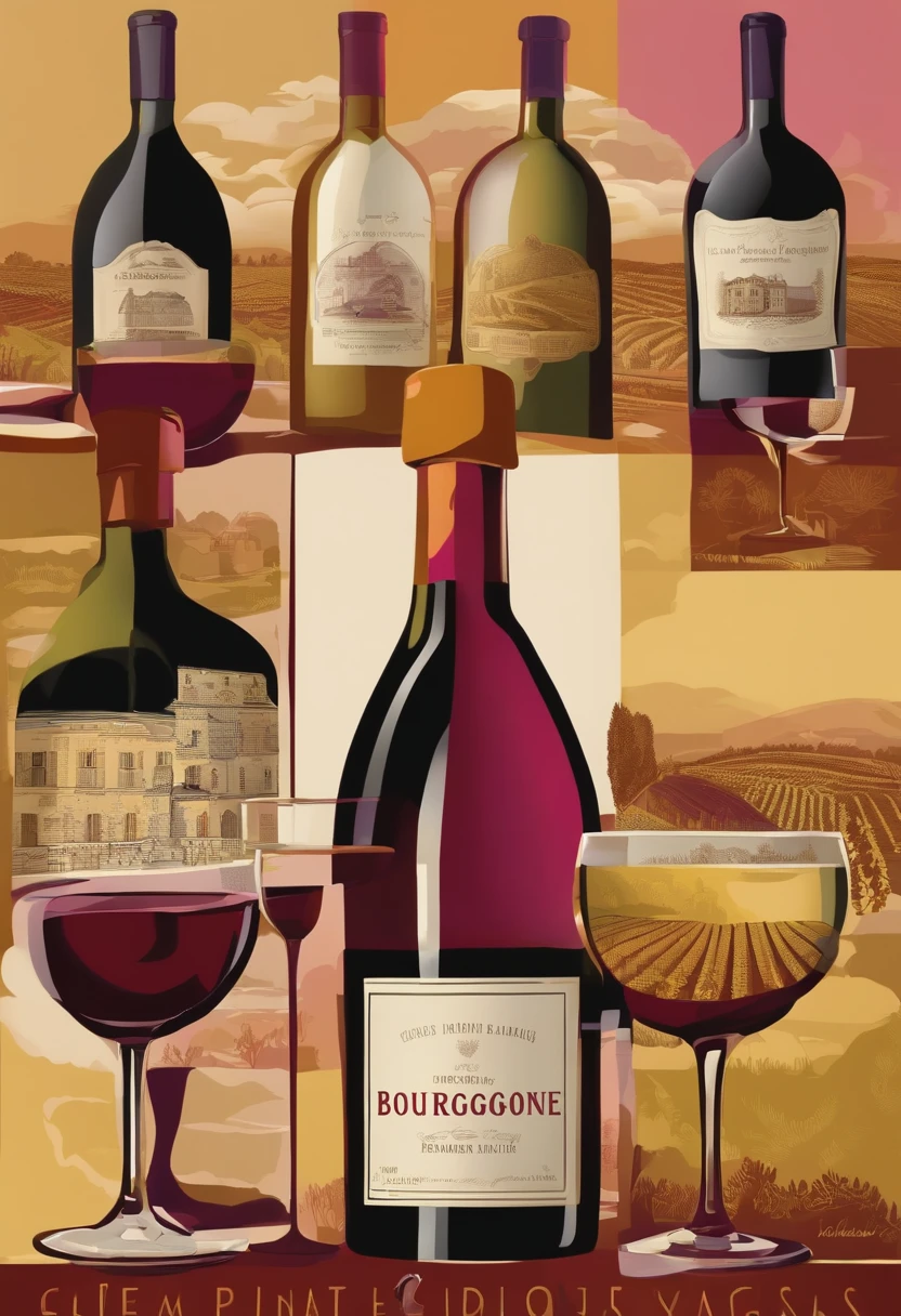 Carte des vins de Bourgogne, en version pop art