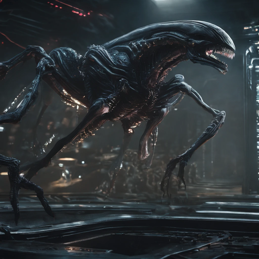A cinematic scene， Alien queen，Volumetriclighting,Very detailed