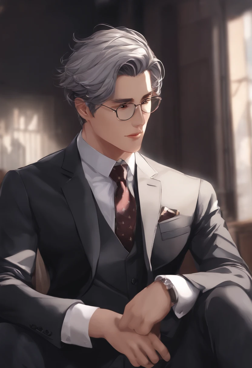 Man in a suit, salaryman,Detailed Digital Anime Art,digital anime art,High quality anime art style