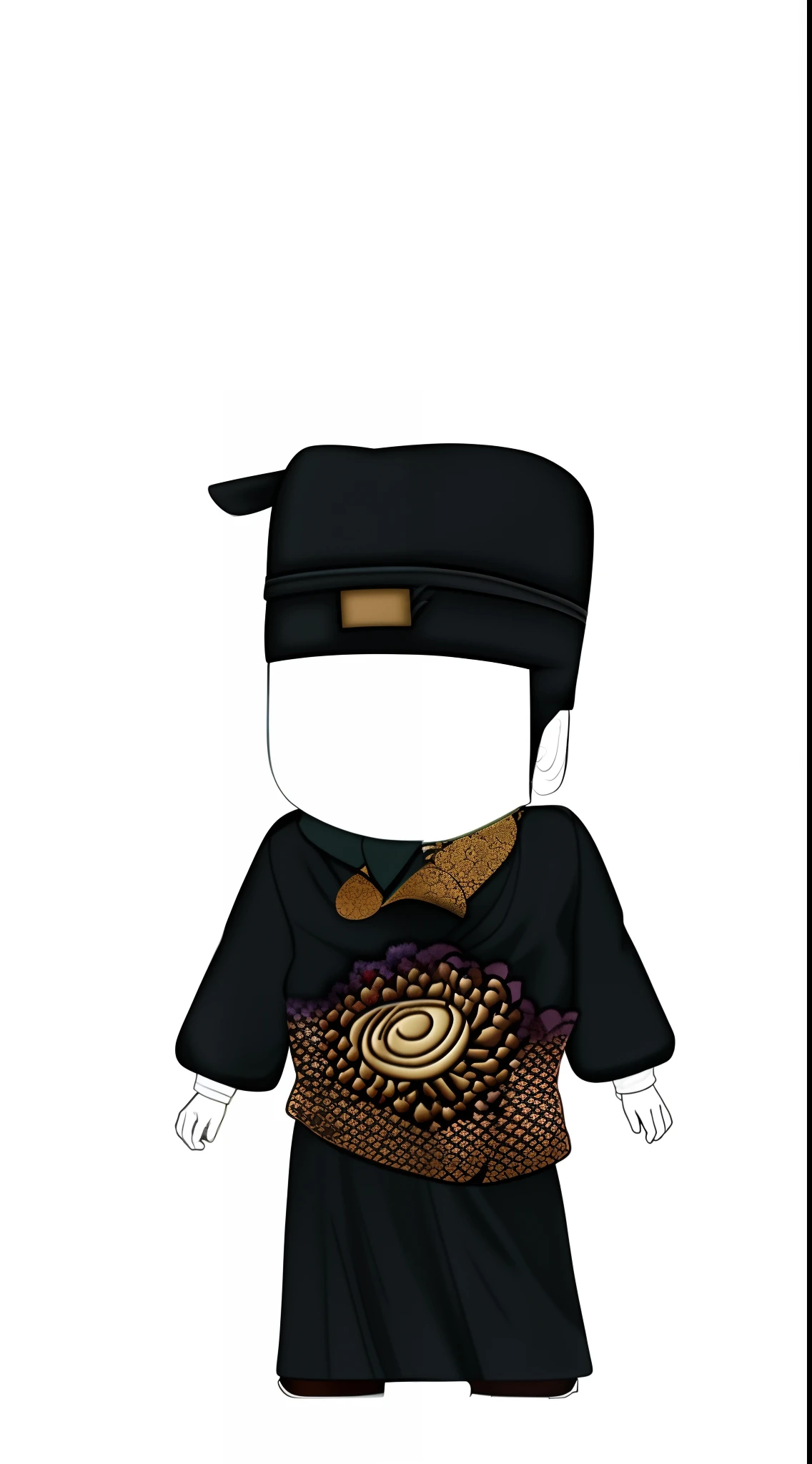 Cartoon characters dressed in traditional Japanese costumes, clothing design, gilded black uniform, Outfit: puff, costume desig, avant designer uniform, full body with costume, tai costume, upper body avatar, ninja clothes, inspired by Sakai Hōitsu, feminine outfit, Wearing Gorgeous Costume, tchibi, Inspired by Gong Li