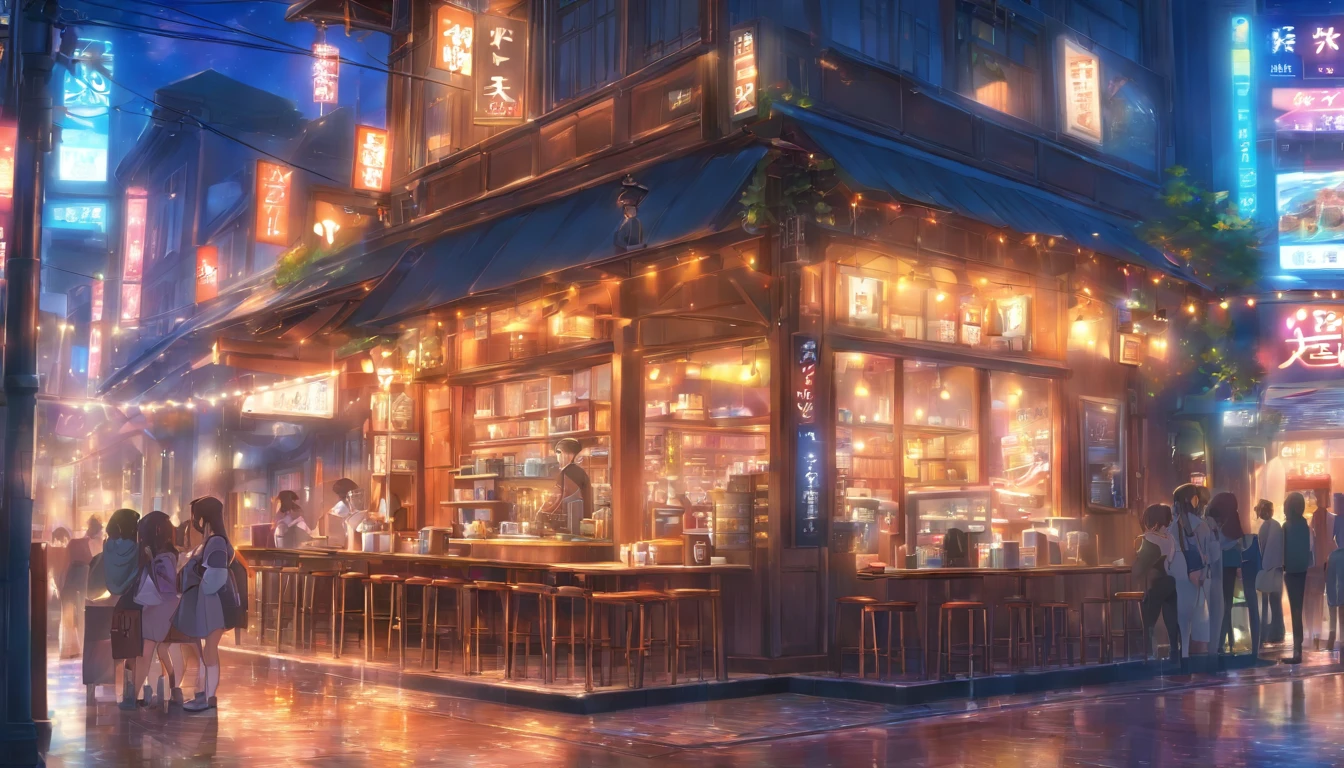 buliding,Coffee house on the street,中景 the scene is