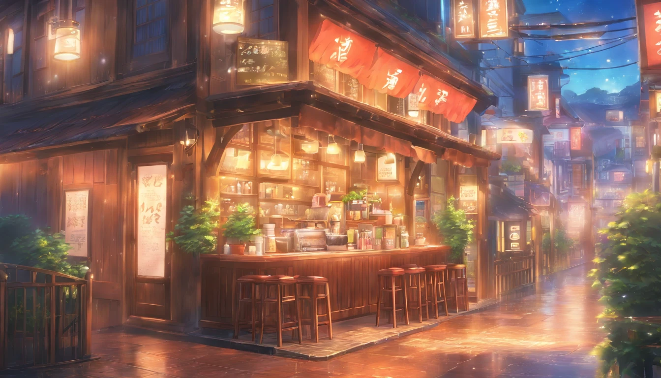 buliding,Coffee house on the street,中景 the scene is