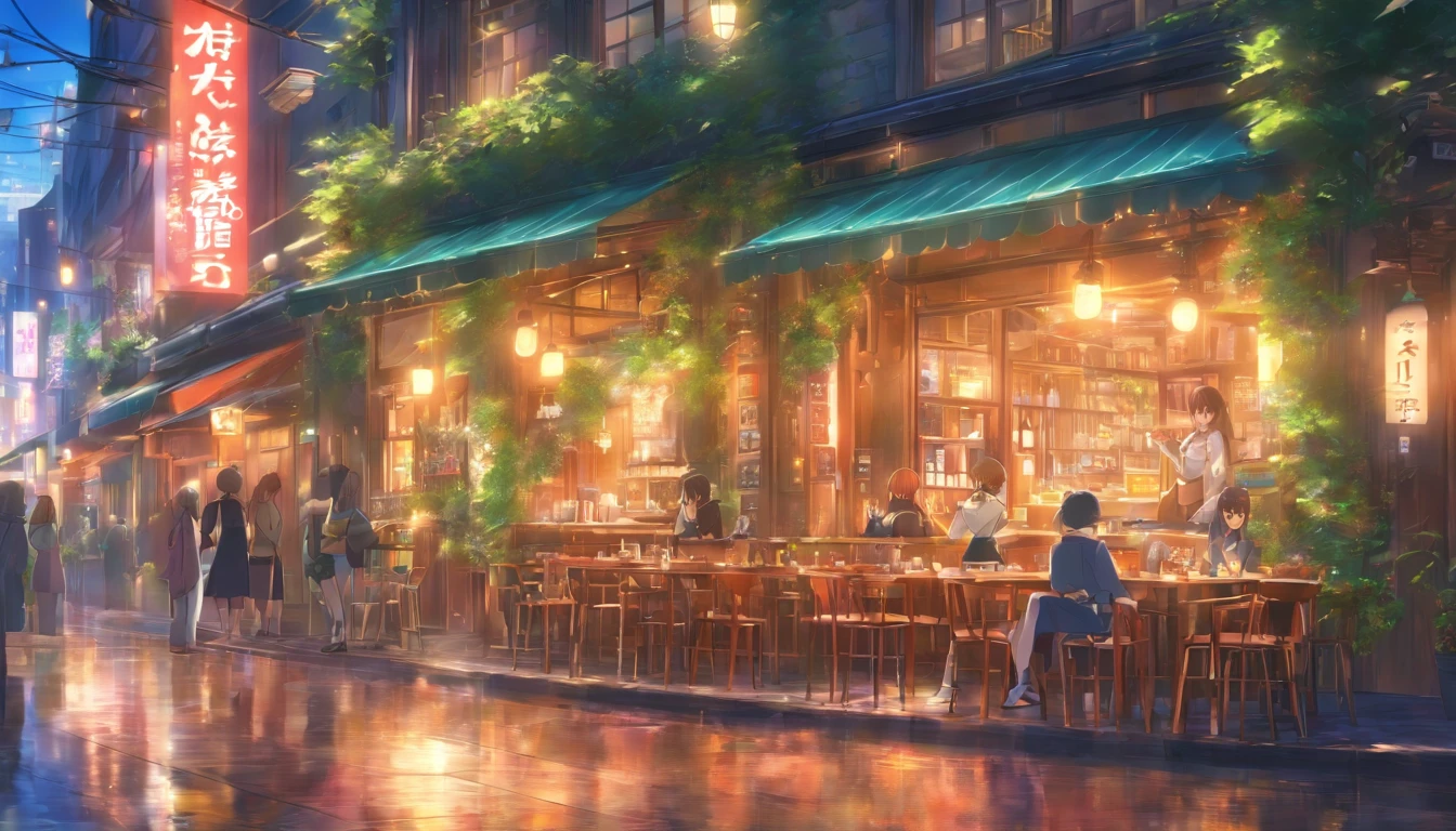 buliding,Cafe on the street,中景 the scene is,frontage