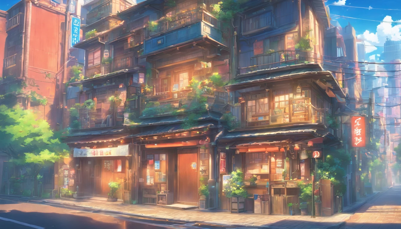 buliding,House on the street,中景 the scene is,frontage,super wide shot