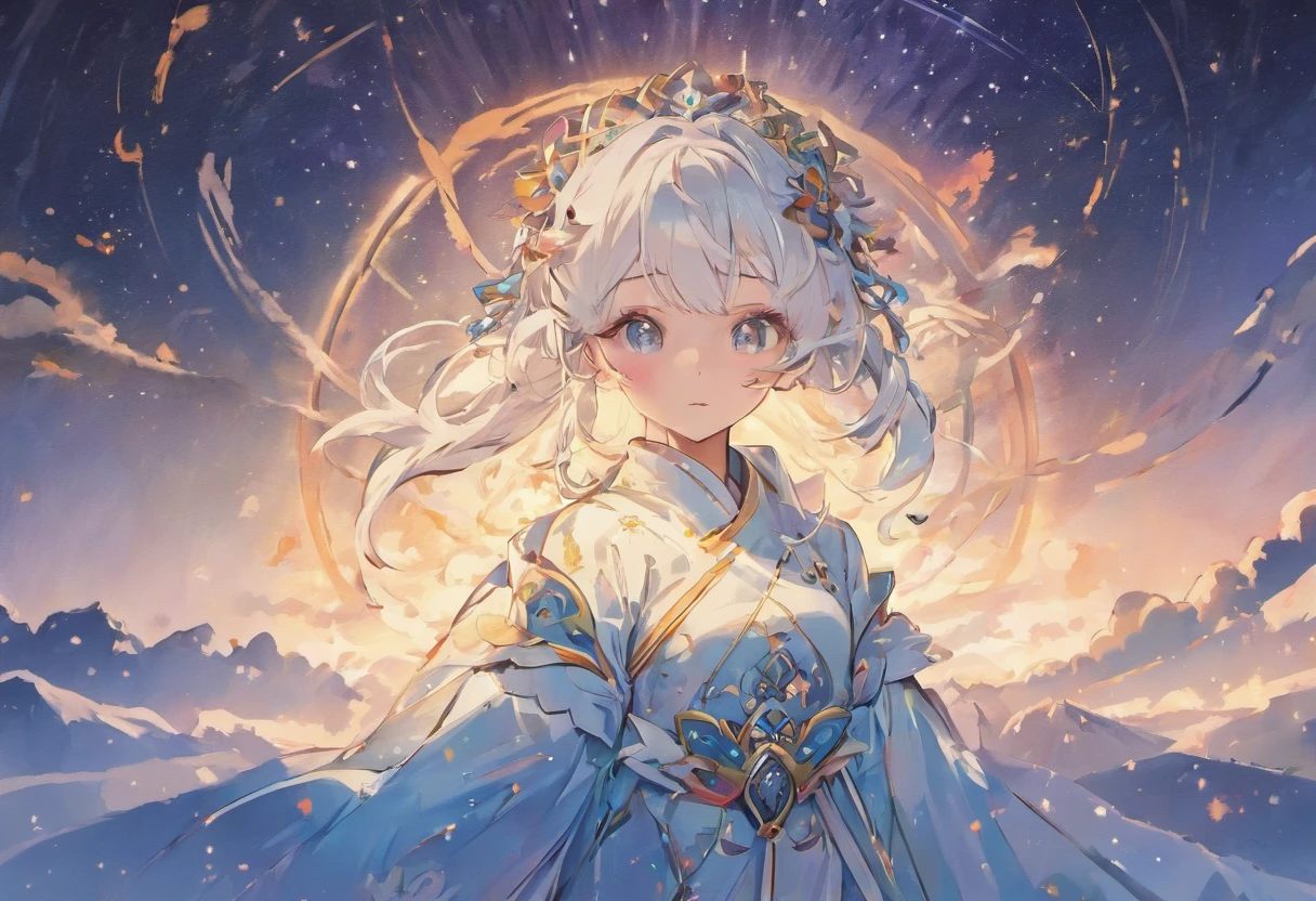 (White background:1.4),(colorful night sky、Oriental elements),(Chinese Illustration:1.3,paper art:1.3, Quilted Paper Art:1.2),( Reasonable design, Clear lines, High Sharpness,Best Quality, Very detailed, masutepiece, Movie Light Effects, 4K )