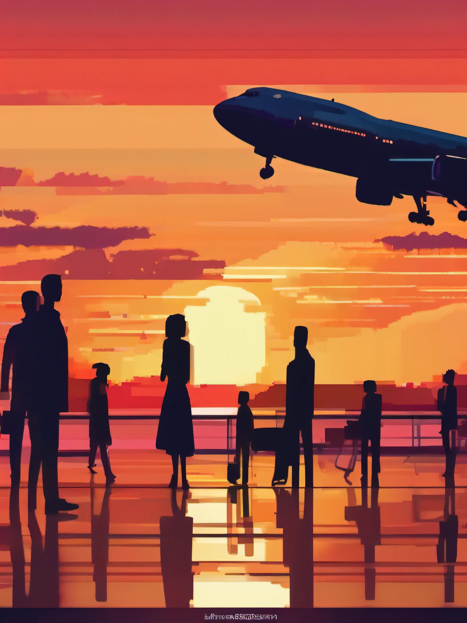 Inspired by the illustration of Friday's roadshow opening、location、Mare、At the venue、A ship passed by、Big sunset on the horizon、Very big sunset、A passenger plane passes before sunset、Silhouette of an airliner、Airliners are、B-747、Dyed background of sunset、Very nice dyed background、