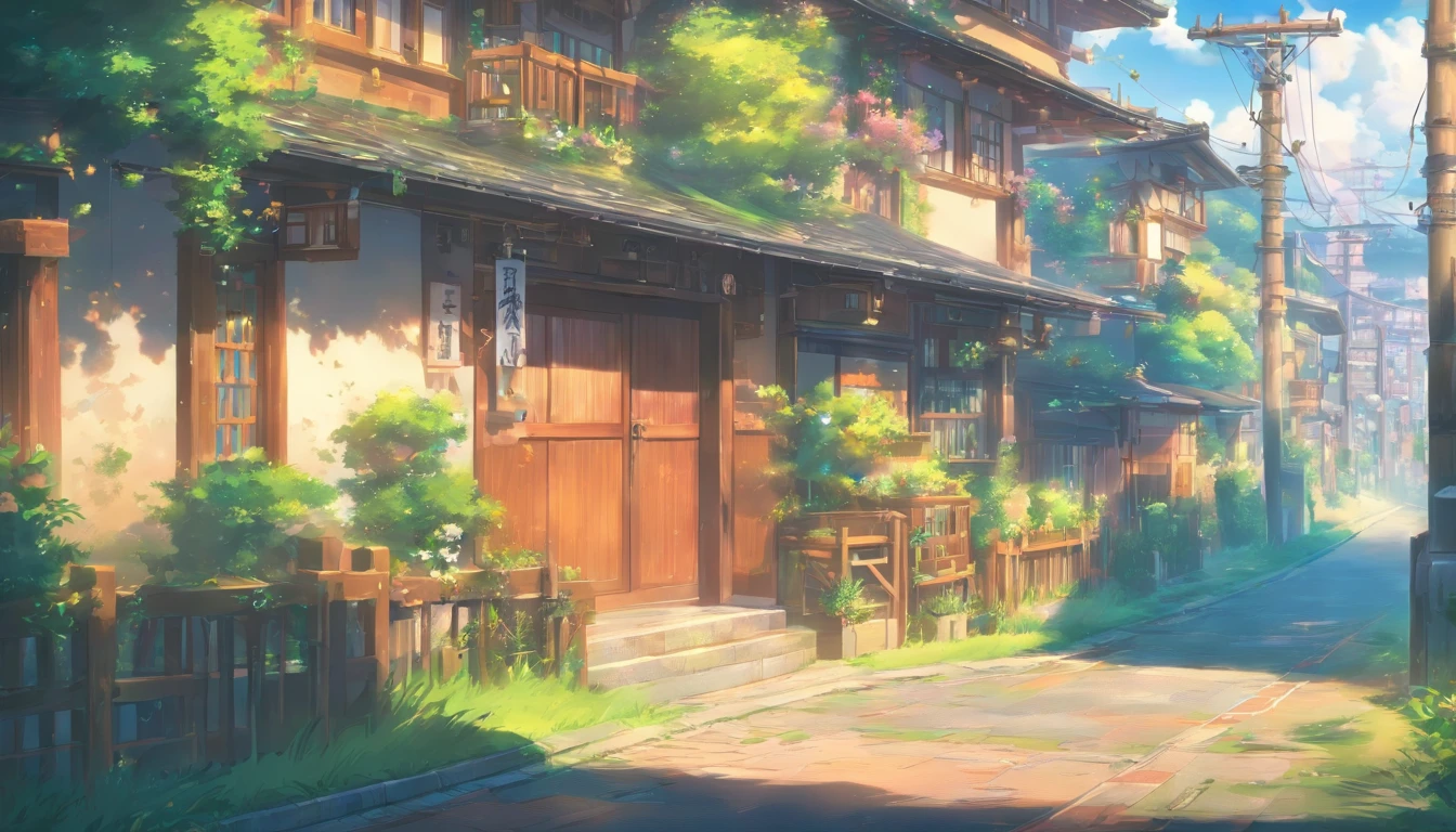 buliding,House on the street,Faraway view,frontage,super wide shot,road,Horizontal,Horizon direction