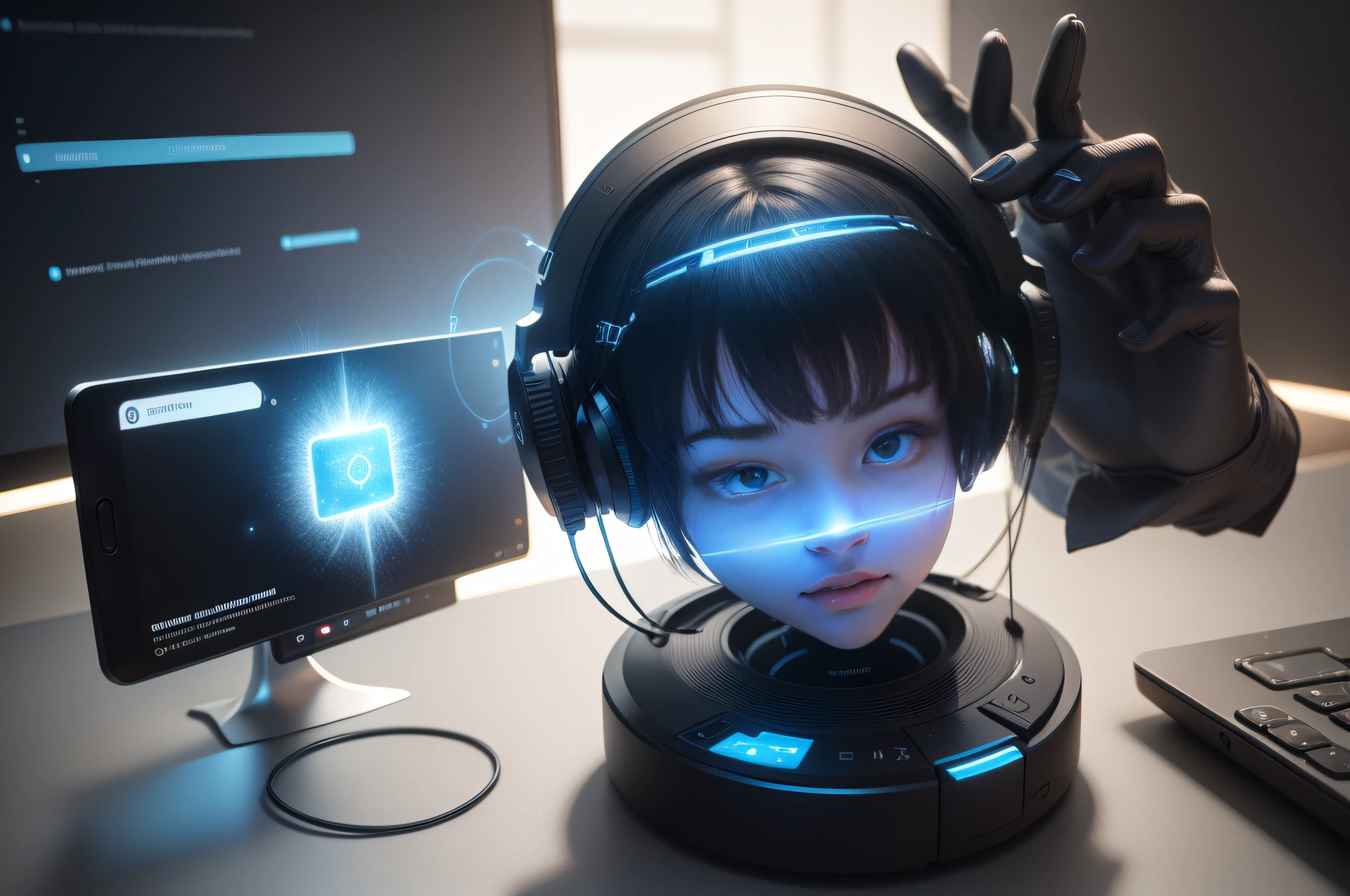 (best quality,highres:1.2),(realistic,photorealistic:1.37),(futuristic smartphone,interactive hologram projection screen: 2.1),vibrant colors,seamless user interface,user-friendly design,smooth touch interaction,crystal-clear holographic images,ultra-thin bezels,premium metal body,sleek and elegant finish,high-resolution display,immersive viewing experience,realistic 3D objects floating in air,advanced gesture controls,intuitive voice commands,fast and responsive performance,high-capacity battery,long-lasting usage,secure facial recognition,ultra-fast fingerprint sensor,water and dust resistance,single-lens high-quality camera,professional photography features,smart image editing tools,seamless connectivity with IoT devices,advanced AI assistant for personalized assistance,real-time language translation,high-fidelity audio output,noise-cancellation technology,expandable storage options,smooth multitasking functions,secure and encrypted data transmission,innovative holographic gaming experiences,enhanced reality applications,holographic video conferencing,revolutionary mobile technology.