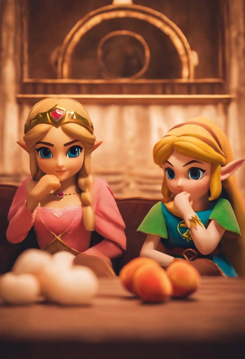 zelda y peach besandose semidesnudas