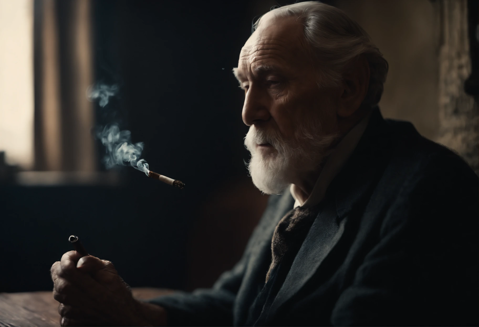 (​masterpiece),Gentle old man with pipe cigarette