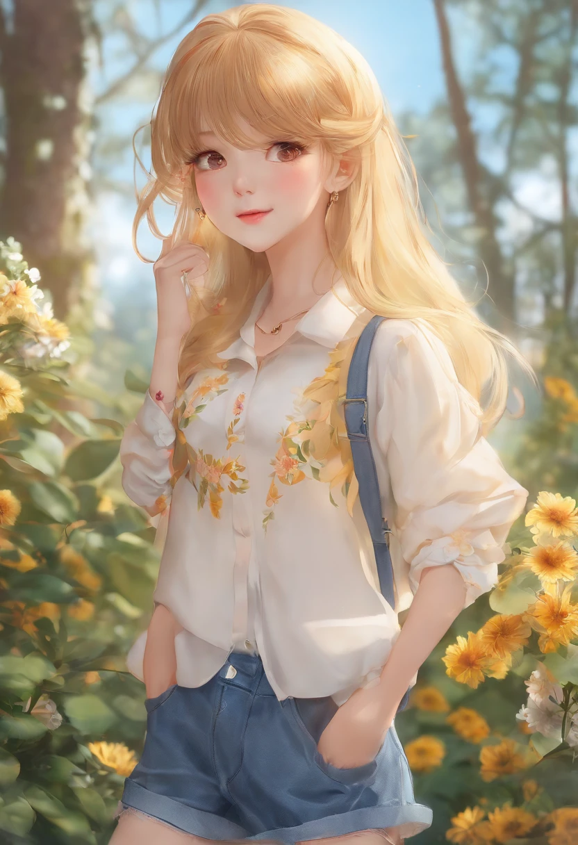 (masterpiece:1.2), (highest quality:1.2),, Curvy but slender body, perfect eyes, perfect face, perfect lighting, 1 girl, in the garden, (shirt),(whole bodyが見える),(hat),(long pants),(no clothes, no bra, no undies),(ponytail),curly hair, detailed outdoor background, compensate, eye shadow, thick eyelashes, fantasy, looking at the viewer, whole body,alice in wonderland、blue sky、Bright and very beautiful face、young shiny glossy white shiny skin、the best beauty、the most beautiful bright blonde hair in the world、thin hair、long hair、Shining beautiful bangs、big shining blue eyes、Very beautiful and lovely , the most beautiful girl in the world、small breasts, ((emphasis on extremely hairless pussy:1.5)), (completely naked), (pussy), ((sitting on the bench)), ((hands fingering herself )), (((Open legs wide)),