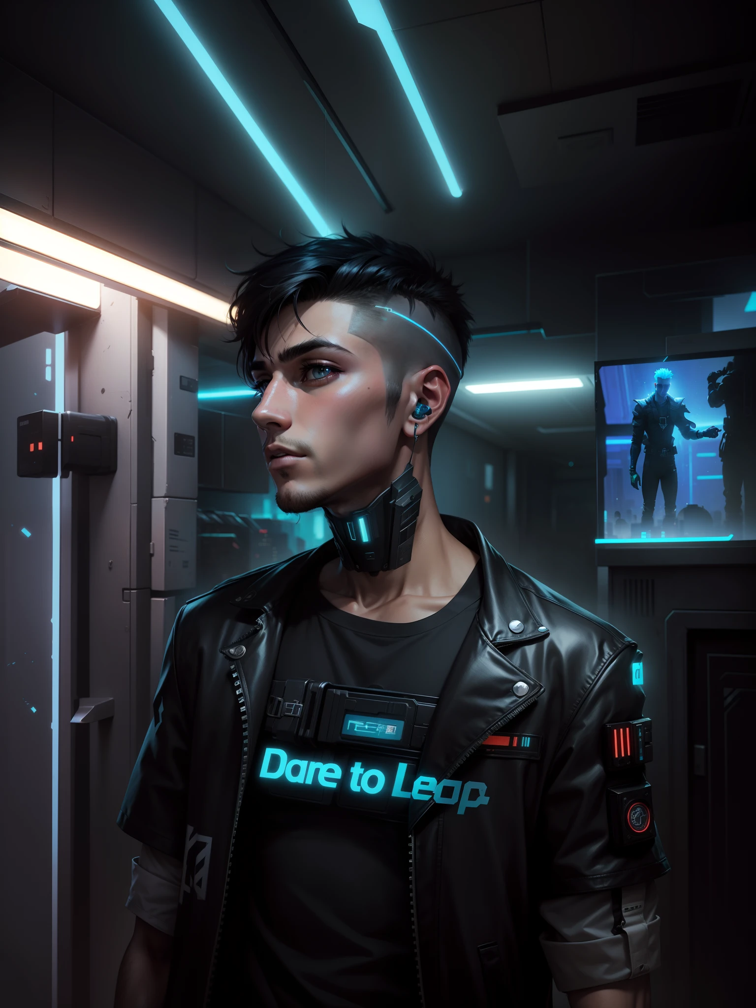 Change background cyberpunk handsome boy ,