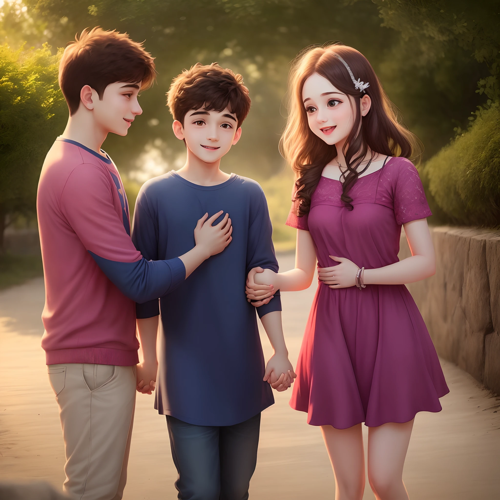 Sunny morning cute couples in below 15 age background followers picture with hold with hands love propose scene with cute expressions