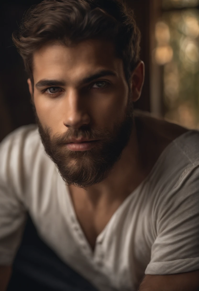 Blue eyed handsome man with muscular body sucking my boobs