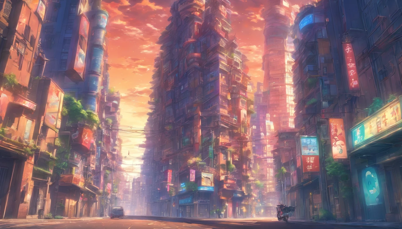 Horizontal view,buliding,The facades of buildings on the street,Faraway view,super wide shot,Road,Horizontal
