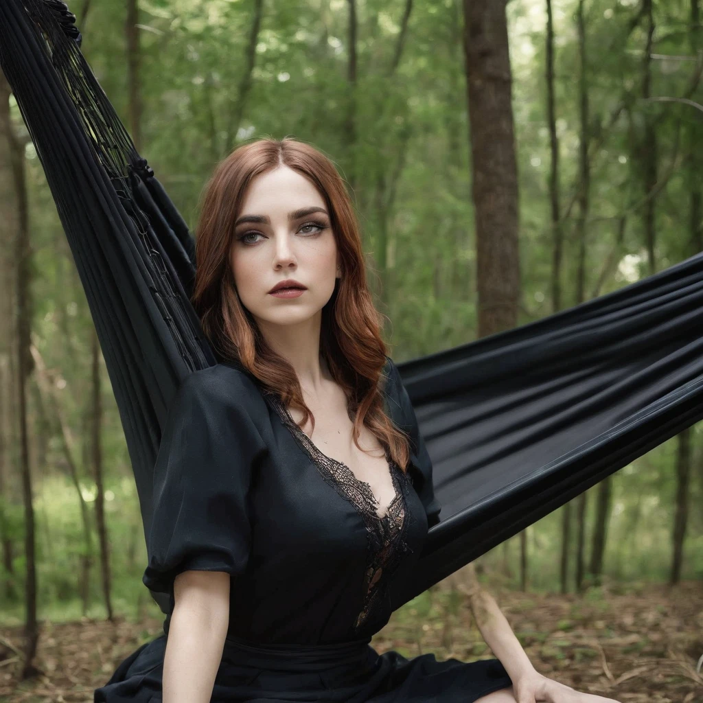 Girl with symbolic clothes of gothic hammock, 。.com (Arame farpado do corpo) cabelos morenos,Extremidades dos cabelos grisalhos
