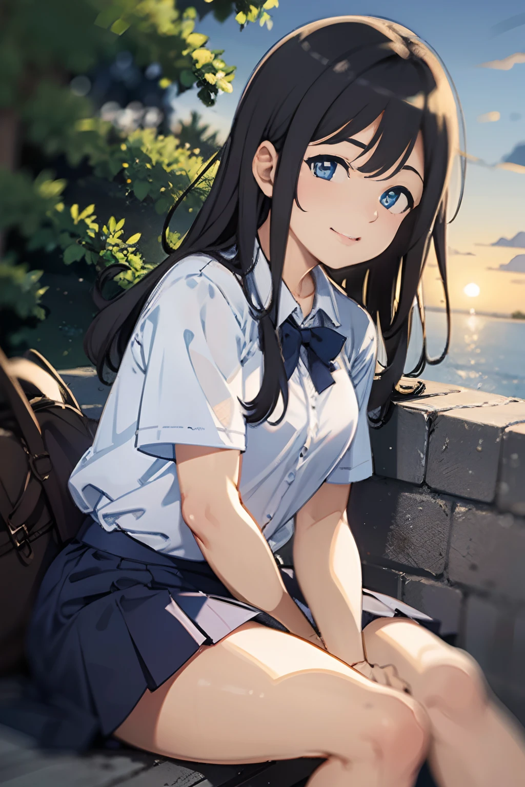 (highest quality, hight resolution, masterpiece:1.3)
dusk, sunset, A girl, white shirt, White sneakers, denim skirt, realisitic, ultra-detailliert, Slimed,
BREAK
Sitting on the riverbank, with her cheeks in her hands, upper body, face focus, Look at viewers, A dark-haired, blue eyes,
BREAK
dynamic light and shadow, hight resolution, foco nítido, depth of fields, A detailed eye,