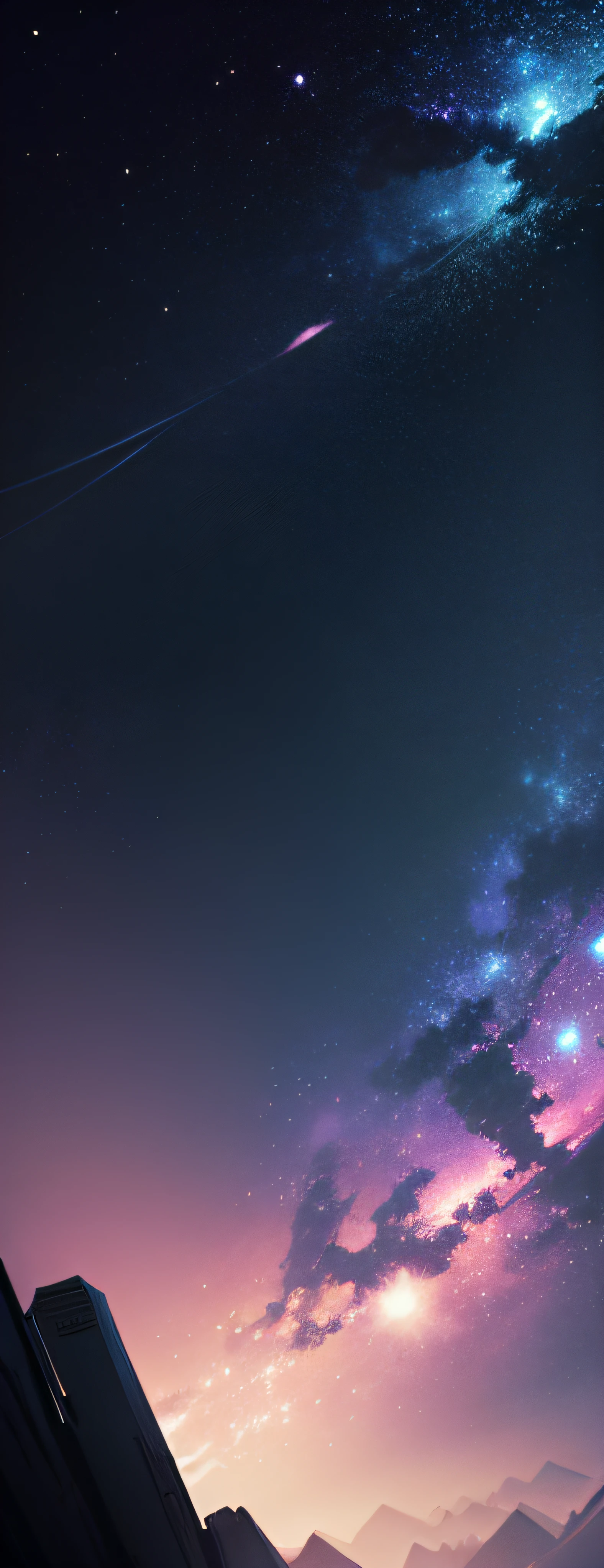 empty dark space full of star, anime style, 2d cell shading