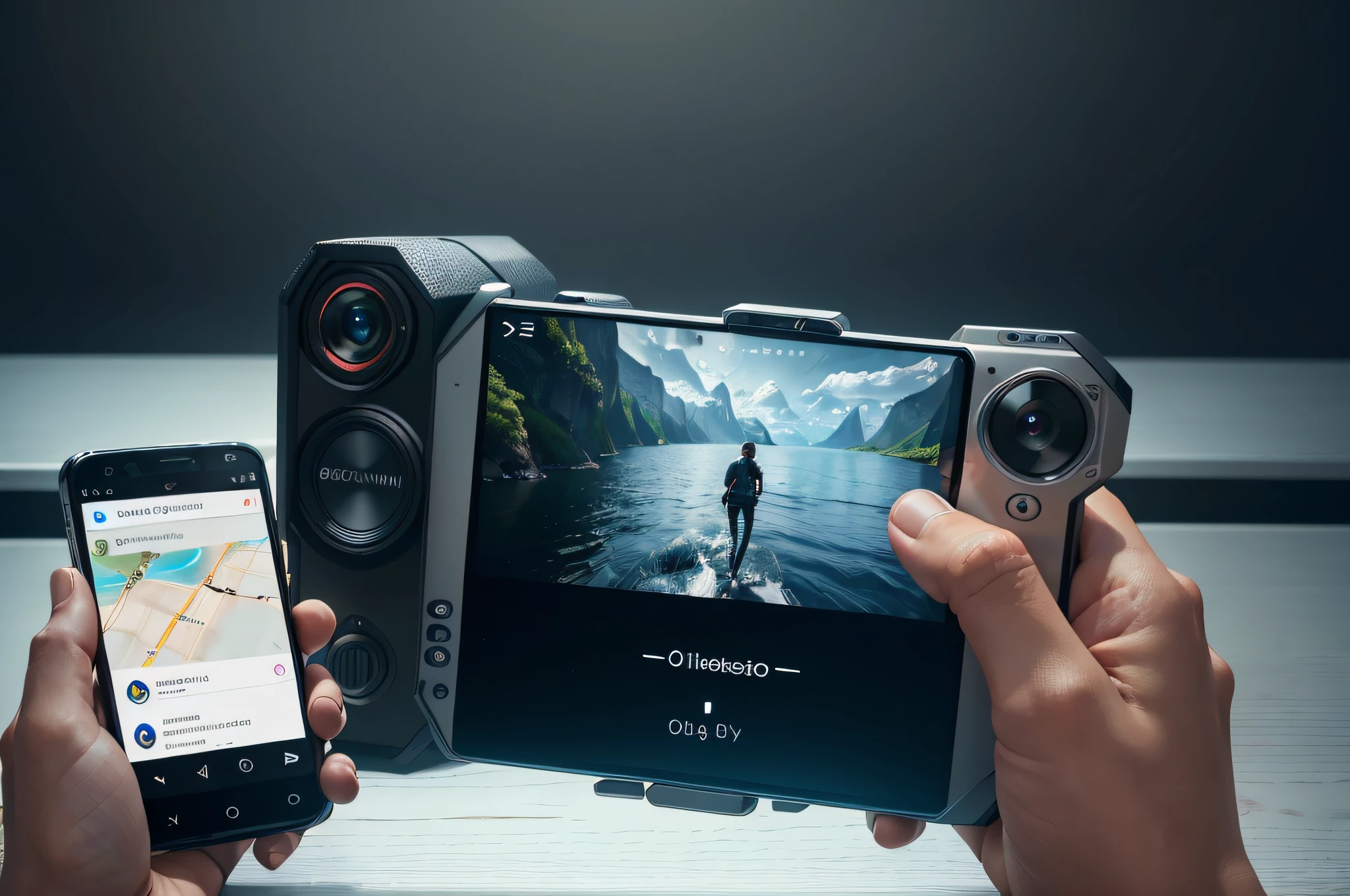 (best quality,highres,masterpiece:1.2),ultra-detailed,(realistic:1.37) Smartphone with a sleek design and curved edges, crystal clear display and vibrant colors, (touchscreen:1.1), (HD,retina:1.1) resolution, (fast and responsive:1.1) performance, (minimalistic:0.9) yet (stylish:1.1) user interface, (intuitive:1.1) navigation and (user-friendly:1.1) interactions, (sophisticated,advanced:detailed) camera technology with (high-resolution:1.1) lens and (impressive:1.1) low-light capabilities, (professional-quality:1.1) images and (stunning:1.1) portraits, (multi-camera system:1.1) for ultra-wide angle and telephoto shots, (sleek metallic finish:1.1) with (premium:1.1) materials, (state-of-the-art:1.1) biometric authentication for enhanced security, (seamless connectivity:1.1) with (fast and stable:1.1) 5G network, (long-lasting:1.1) battery life and (efficient:1.1) charging, (AI-powered:1.1) features for personalized experiences, (endless possibilities:1.1) with a wide range of (applications:1.1) and (creative tools:1.1), (captivating multimedia experience:1.1) with (immersive:1.1) audio and (vivid:1.1) visuals, (lightweight and portable:1.1) design for (on-the-go:1.1) convenience, (innovative:1.1) technology pushing the boundaries of what a smartphone can do.