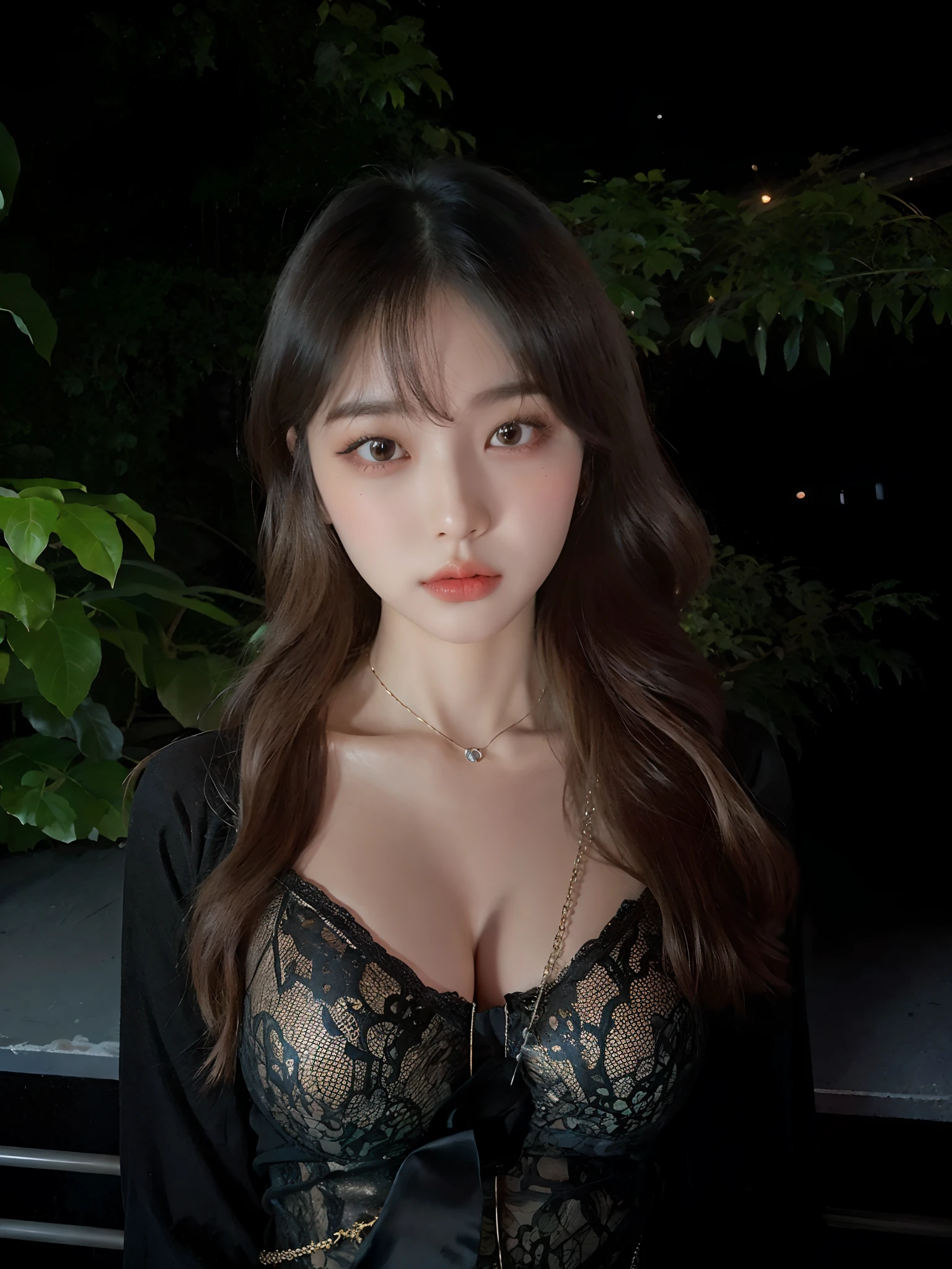 Long-haired Aravi woman in black dress and necklace, Gorgeous young Korean woman, beautiful Korean women, lalisa manobal, Korean girl, Choi Hyun-hwa, 8k selfie photograph, Beautiful young Korean woman, ulzzangs, xintong chen, Yoshitomo Nara, jaeyeon nam