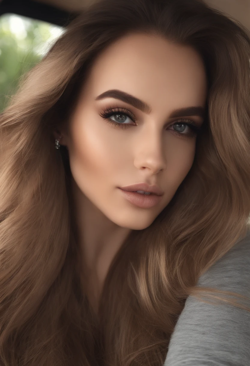 arafed frau voll , Sexy girl with brown eyes, ultra realistisch, Akribisch detailliert, portrait sophie mudd, brown hair and big eyes, Selfie einer jungen Frau, Augen im Schlafzimmer, Violet Myers, ohne Make-up, Natural makeup, Blick direkt in die Kamera, Gesicht mit Artgram, dezentes Make-up, Stunning full body shot, die auf dem Rasen kniet, im Garten, medium to large bust size