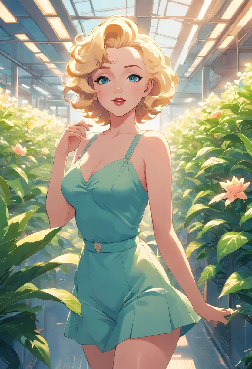 Marilyn Monroe, Vintage style , Ultra detailed plant l, Line Designer, Digital Ill Station, Thick paint, Maximalist botany, A masterpiece that exemplifies beautiful and aesthetically pleasing, Topaz AI Post-Editing