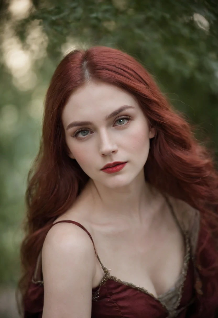 (((a deep reddish wound crosses her left cheek))) fair complexion, woman around 19 years old, natural white hair, distinctive green eyes, wearing kohl, slender and graceful, beautiful, candlelight in a medieval setting, ultra sharp focus, realistic shot, medieval female clothes, tetradic colors (scar:1.4)