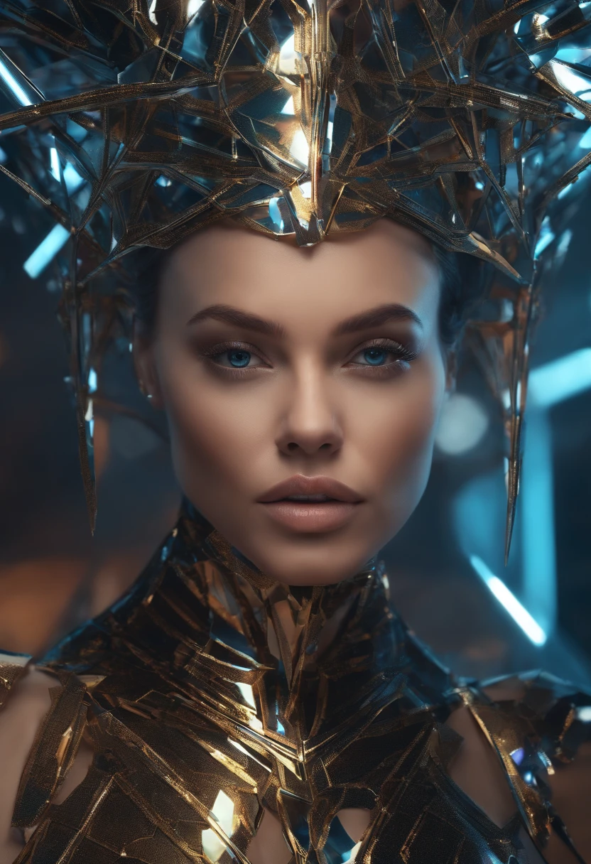 A closeup of a woman's face with shattered glass, deserto futurista, retrato futurista da mulher, 3d arte digital 4k, Quebrado bonito android feminino!, arte digital impressionante, Cybernetic Machine Female Face, bela arte digital, lindo arte digital, Retrato de uma rainha ciborgue, arte digital futurista, Advanced 3D digital art, mulher ciborgue, artistic digital art