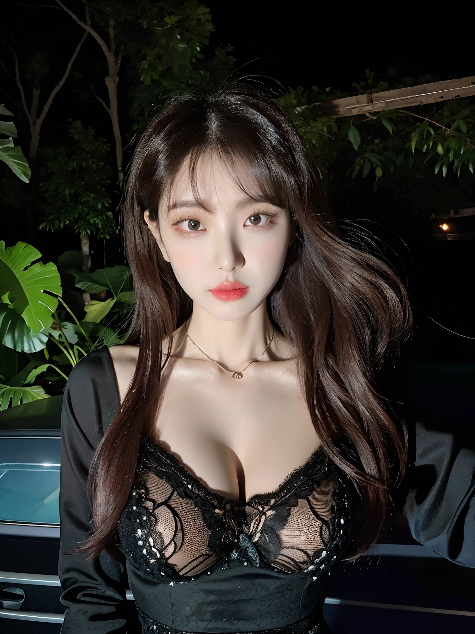 Long hair Alawi woman in black dress and necklace, Gorgeous young Korean woman, beautiful Korean women, lalisa manobal, Korean girl, Choi Hyun-hwa, 8k selfie photograph, Beautiful young Korean woman, ulzzangs, Yoshitomo Nara, xintong chen, jaeyeon nam