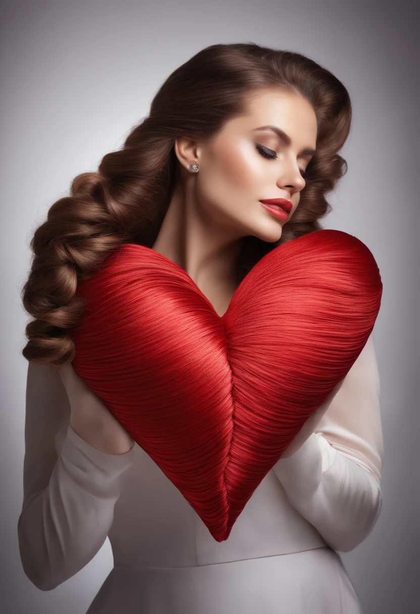 hair knot in shape of heart, isolated on white background