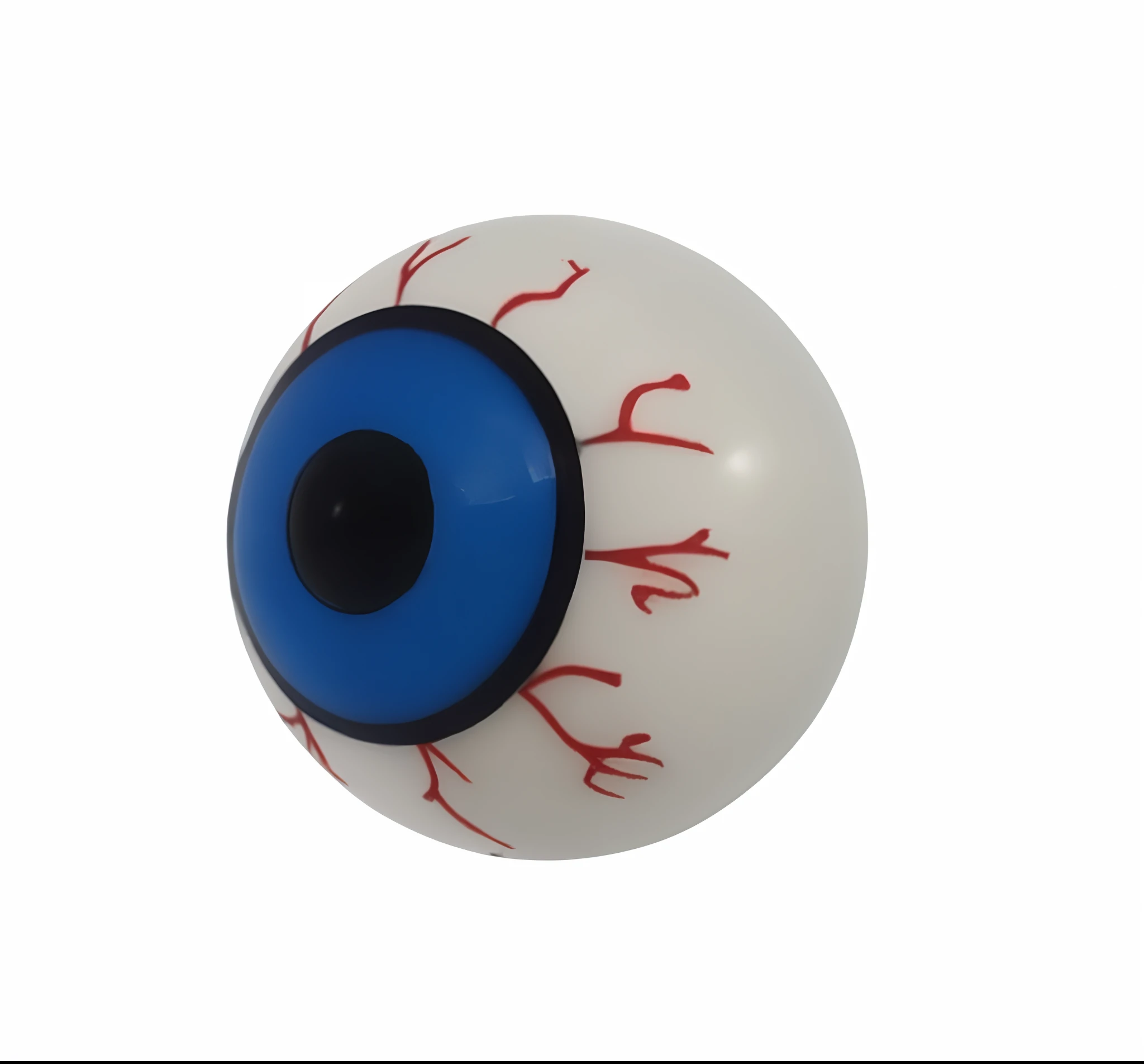 It has a white ball with blue eyes on it, eyeball, False eyeballs, giant eyeball, blue eyeball, large blue laser eyes, only eyeball, Bloodshot eyeballs, eyeballs, The Evil Eye, round pupils, Huge eyeballs, White prosthetic eye, Eyeballs, glass eyeballs, eye fish lens, dark eye sockets