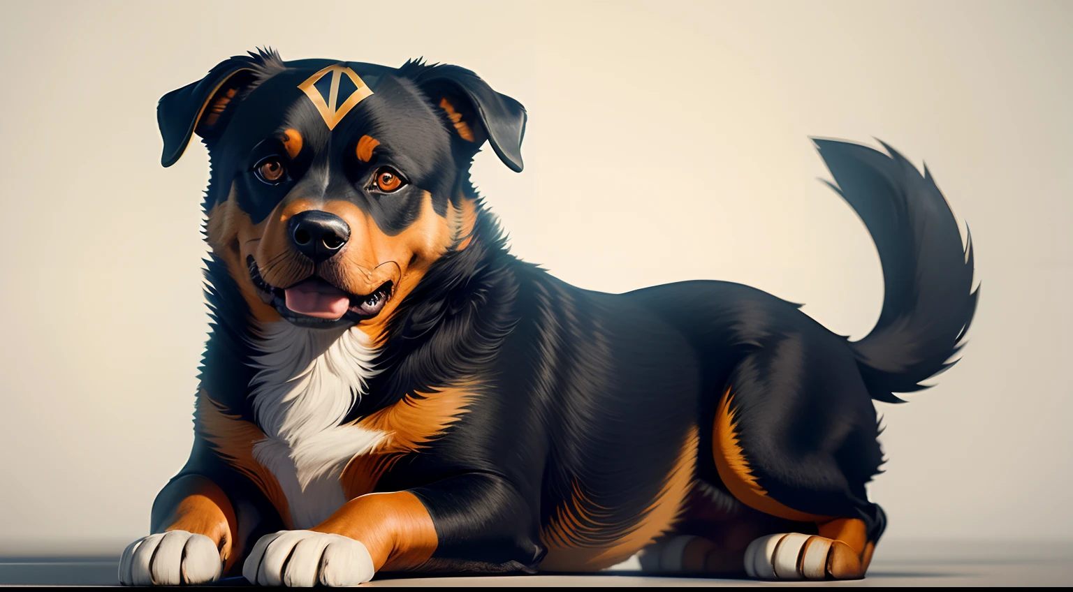 sticker, cartoon cute Rottweiler, white background, Vermeer style, 12K, high quality, HD, octane render, cinematic lighting