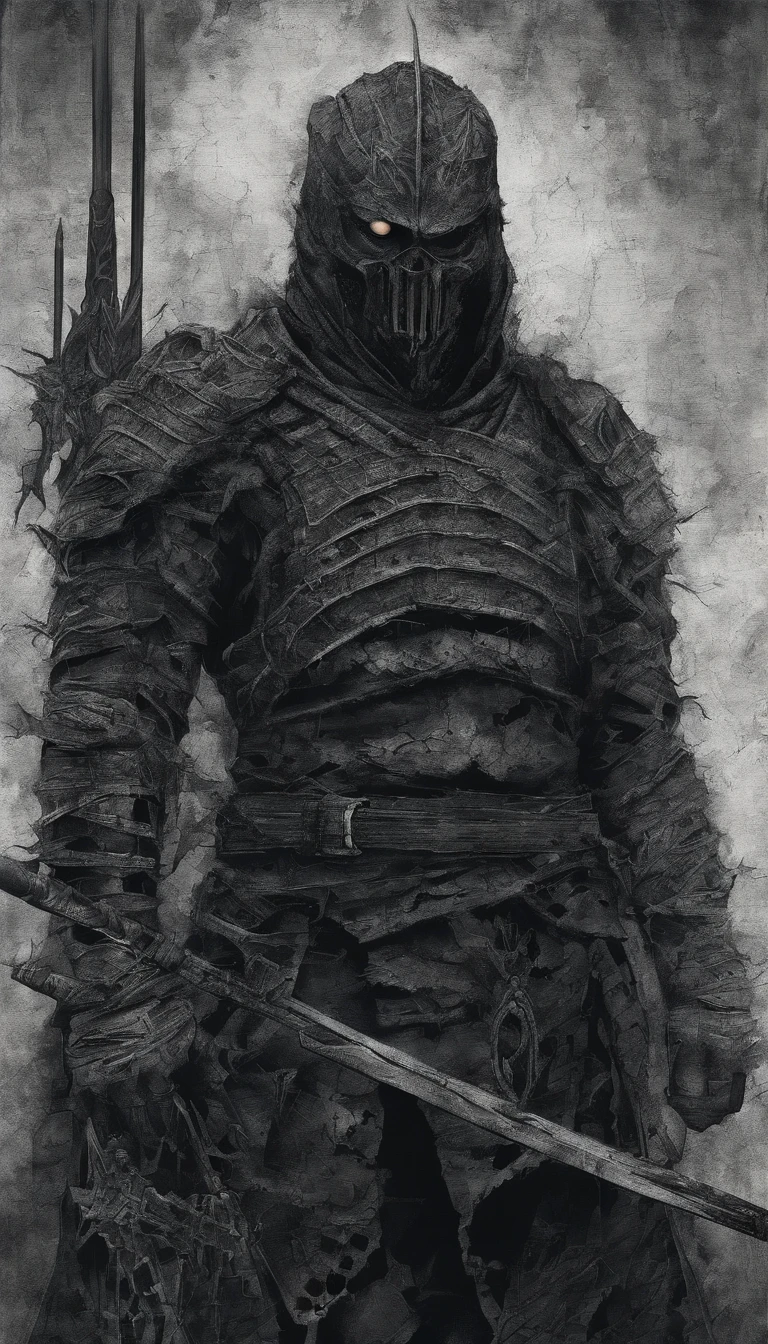 Sign: TEAMX, Berserk-inspired armor, Tenues ninja, Dark fantasy aesthetics, Battle-worn details, Gravures complexes, Oversized weapons, style de Kentaro Miura, Des contrastes frappants, Ombres lourdes, Detailed line work, Palette de couleurs gothiques, Style anime mature, Intense battle scenes, Environnements dystopiques, Anatomie musculaire --Niji 5, Cape noir et rouge, mask oni, cheveux noirs, yeux rouges, 8K, war,