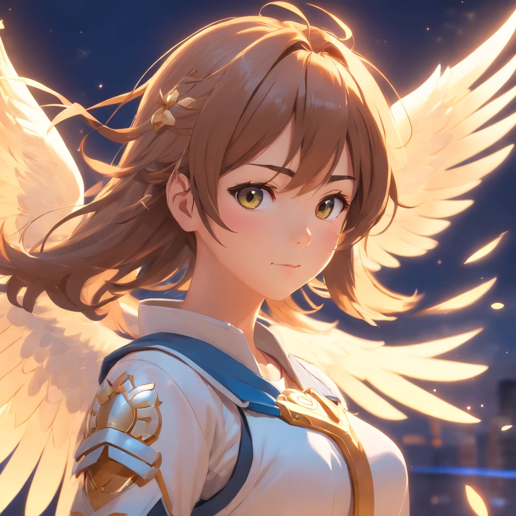 angelic warrior::4 hyper-realistic ::5 detailed character expressions :: 3 Ultra-detailed Quality 3D Octane Render :: volumetric lighting