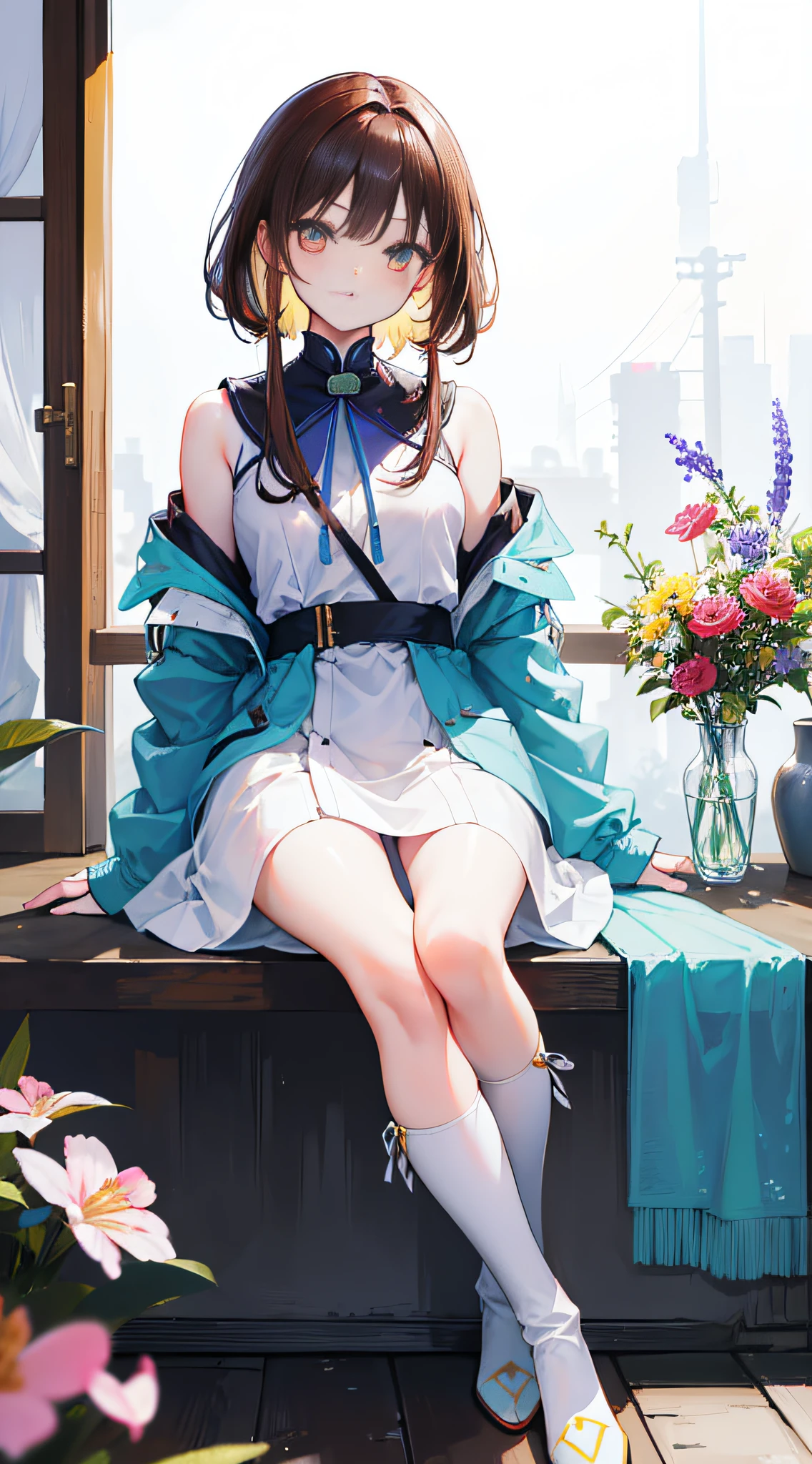 (League of Legends) Tanuki, Pink Magic, Pink Magic Crystal Ball in Hand, Pink, Pink Crystal Ball, Big Pink Eyes, Multiple Poses, Feet, Princess Dress, Three Lines on Each Cheek, (Masterpiece), (Best Quality), Highly detailed, HDR, 1girl, Solo Focus, Skindentation, Pantyhose, Perfect Face, Puffy face, beautiful face, big eyes, puffy eyes, perfect eyes, eyelashes, hatsune miku, extremely detailed face, black hair, school uniform, white sailor collar, glazed eyes, sailor collar, blue sky, long sleeves, blue shirt, looking at the audience, closed mouth, cat ears, pleated skirt ((((nine fox tails))))