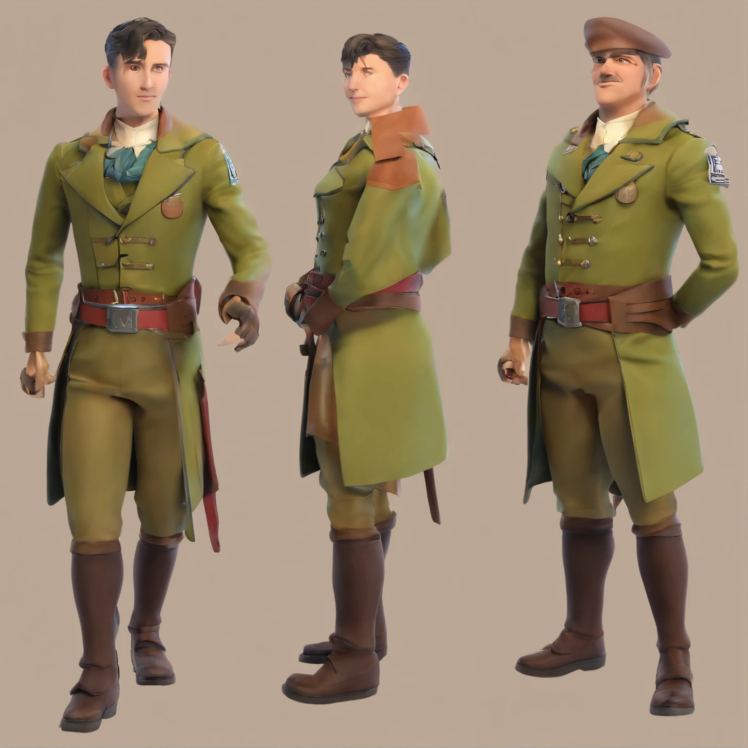 Mini version of Alan Jaeger，Survey Corps period clothes，meticuloso，Has a demeanor and movements