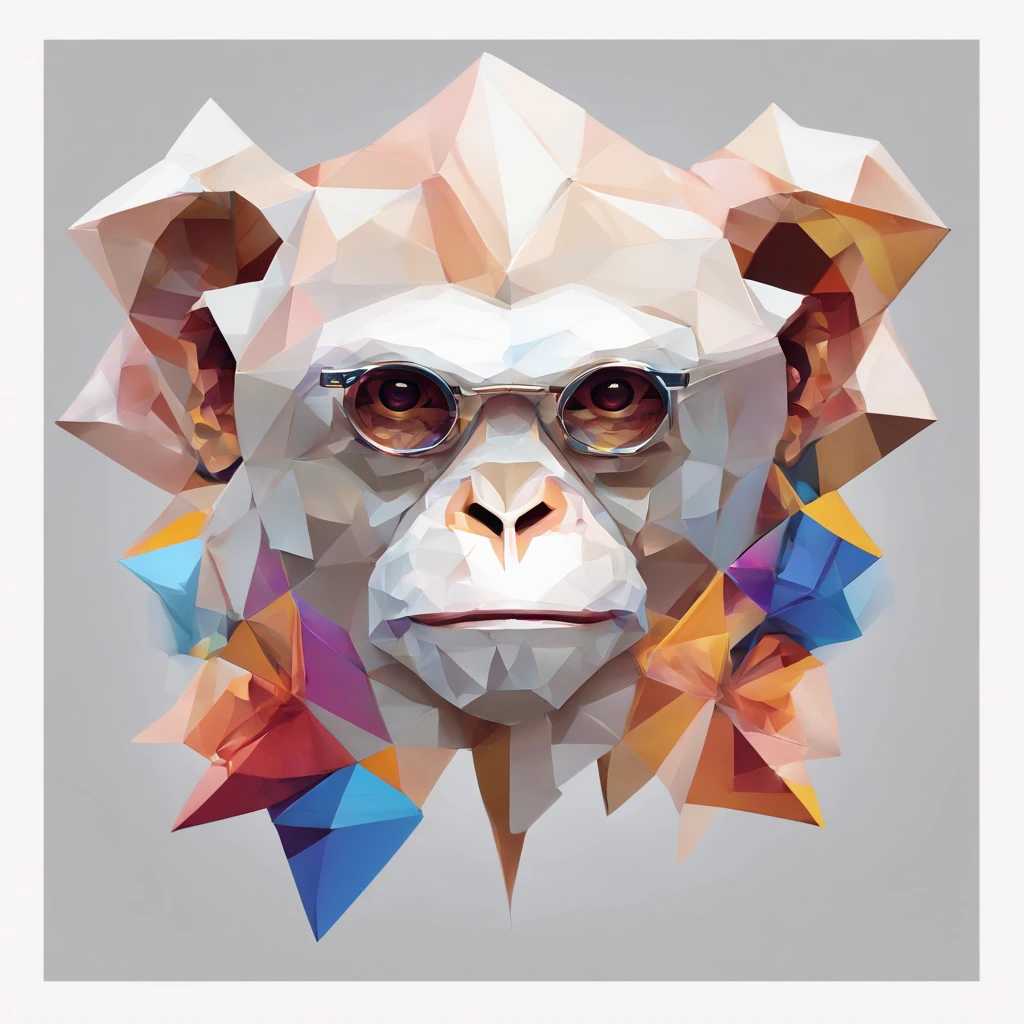 Perfect alignment, Cute little monkey in jacket,crystal vases,Rose flower, Wearing sunglasses, cheerfulness, Standing position, Abstract beauty, Centered, Looking at the camera, Facing the camera, nearing perfection, Dynamic, Highly detailed, smooth, Sharp focus, 8K, high definition resolution, illustration, Art by Carne Griffiths and Wadim Kashin, White background
