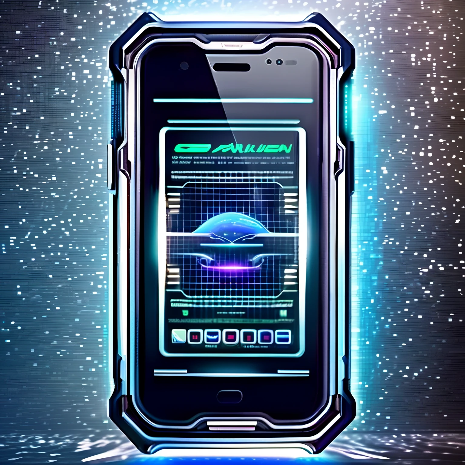 HoldingMonsterEnergy new alien smartphone. who dis? ((joviantech)). mockup. brand new OS [ios,android], cinematic lighting, majestic view