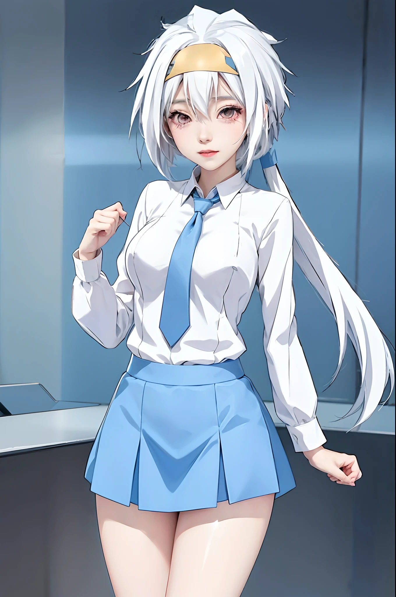 anime girl in a short skirt and tie posing for a picture, female anime character, kantai collection style, nanogirlv 2, hajime yatate, anime character, white haired deity, anime visual of a cute girl, seductive anime girl, as an anime character, tensei shitara slime datta ken, anime moe artstyle, anime girl named lucy