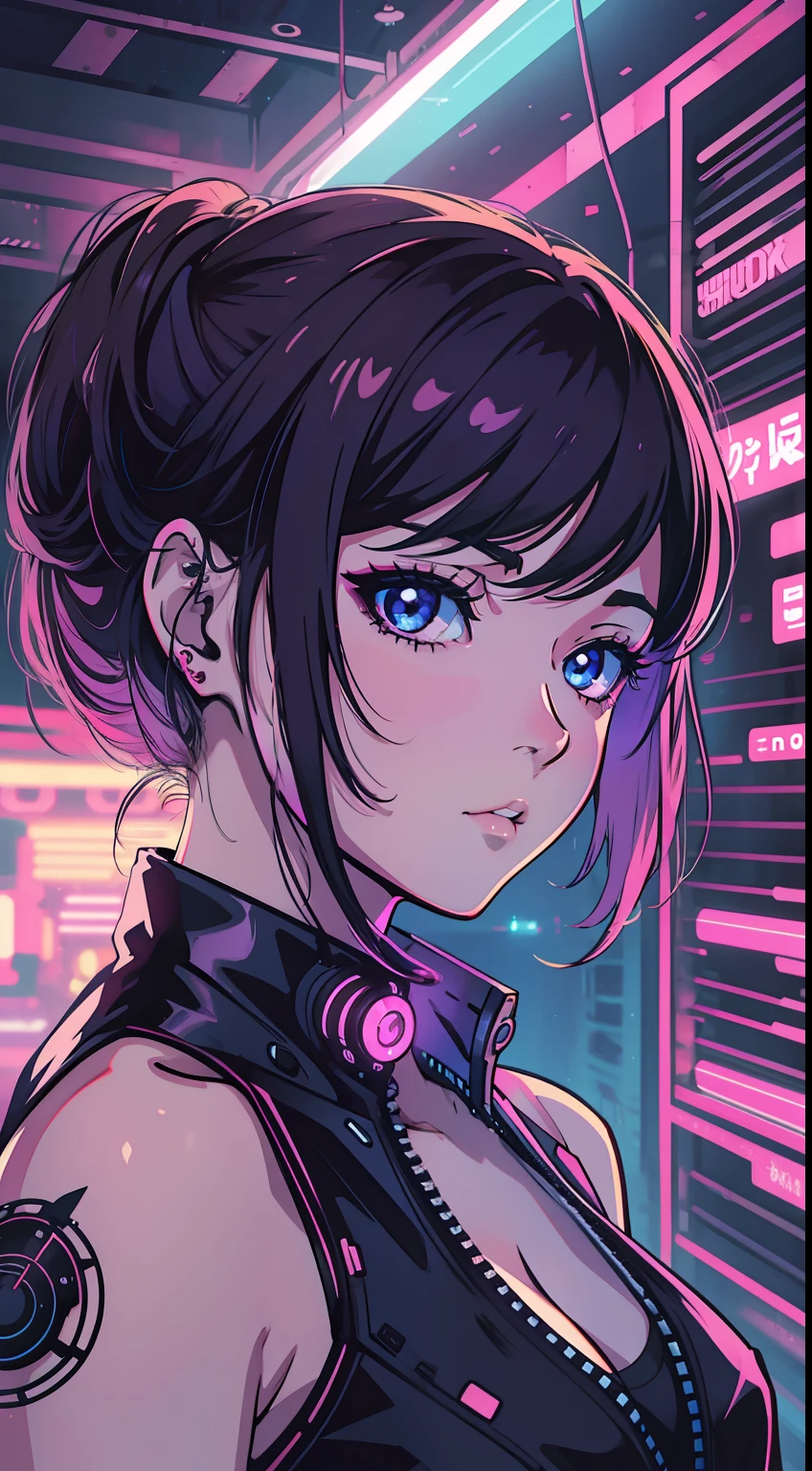 cute synthwave anime girl