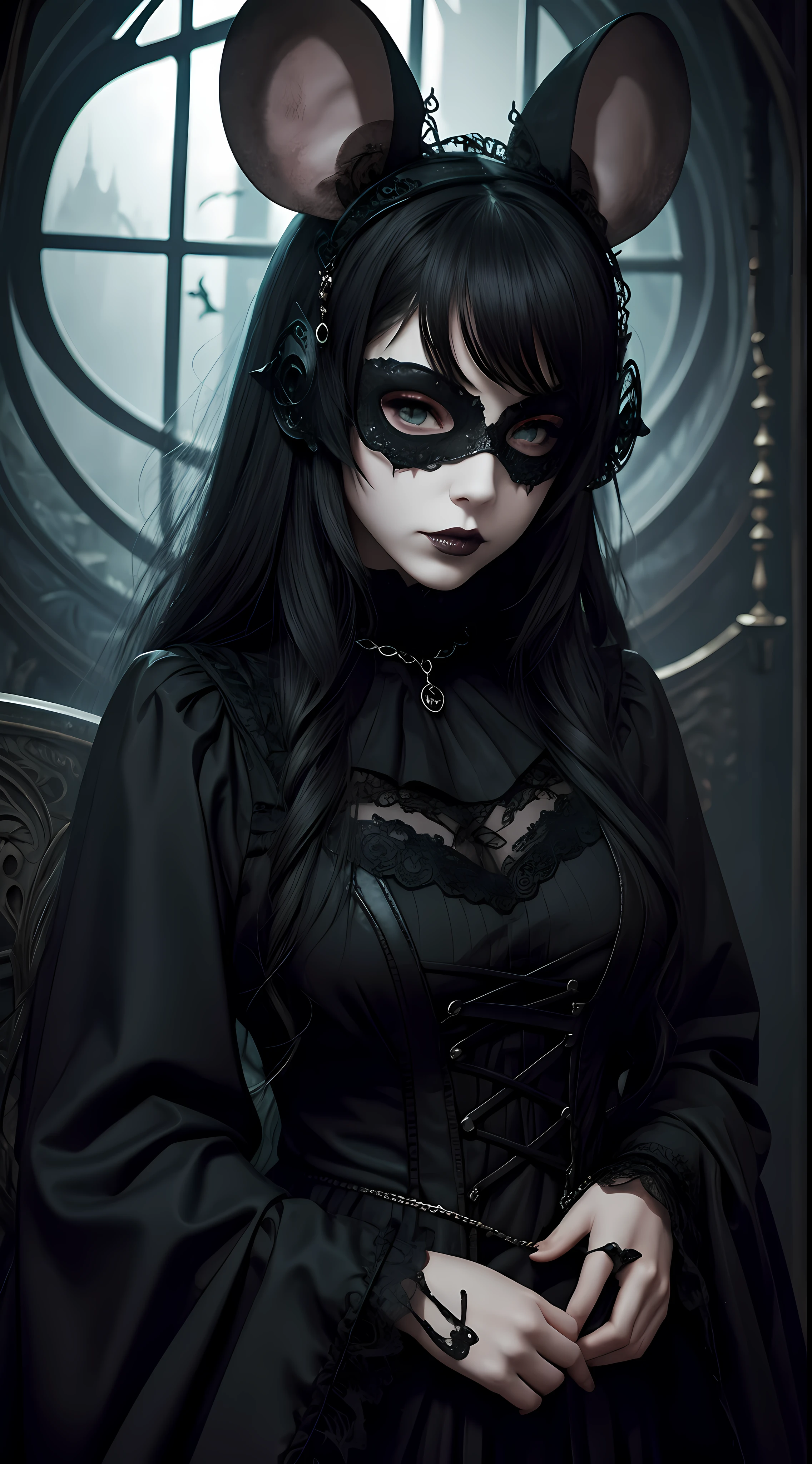 Mouse masks, Gothic style, Creepy, Sexy, Fantasy background