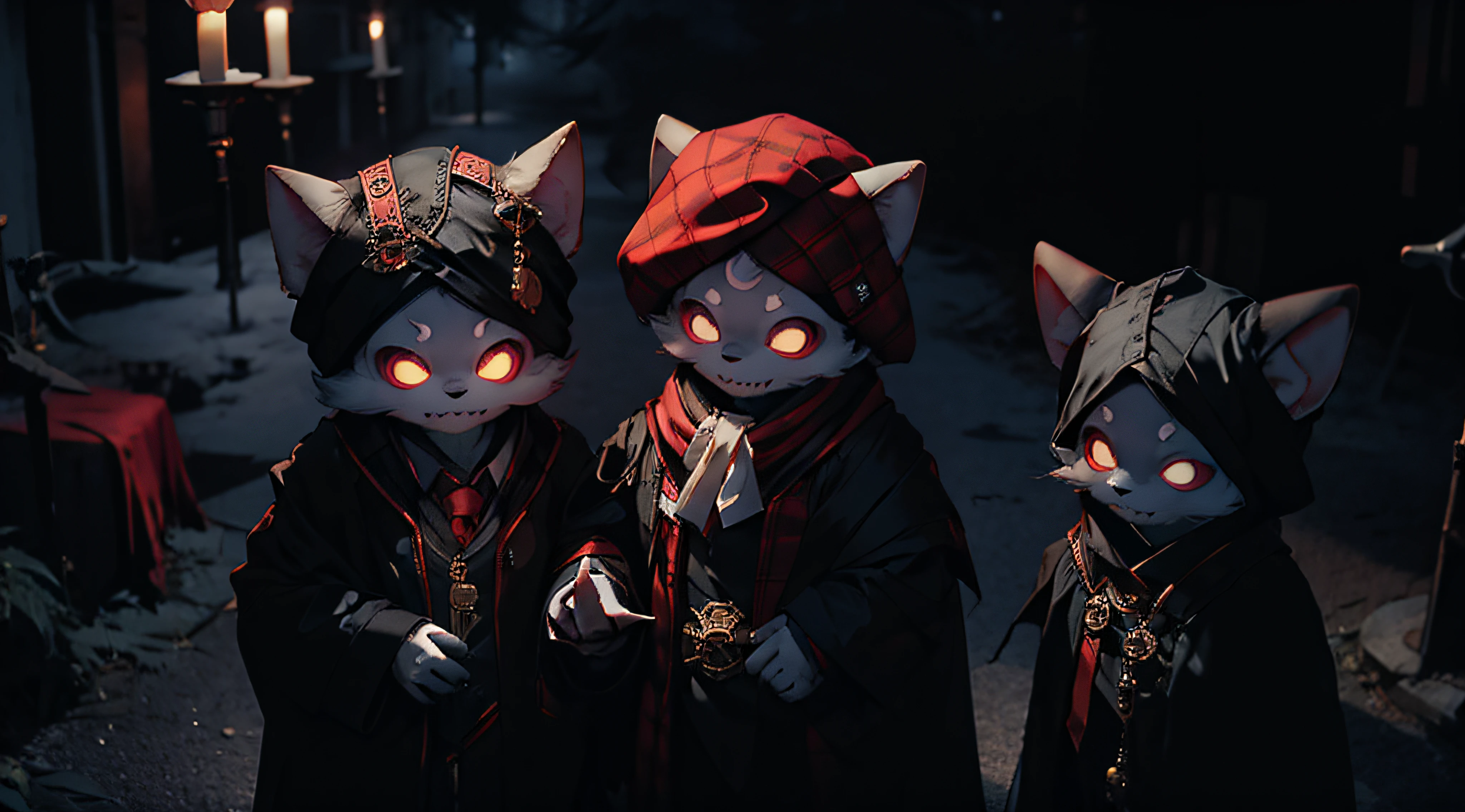 Cute and scary haunted characters、