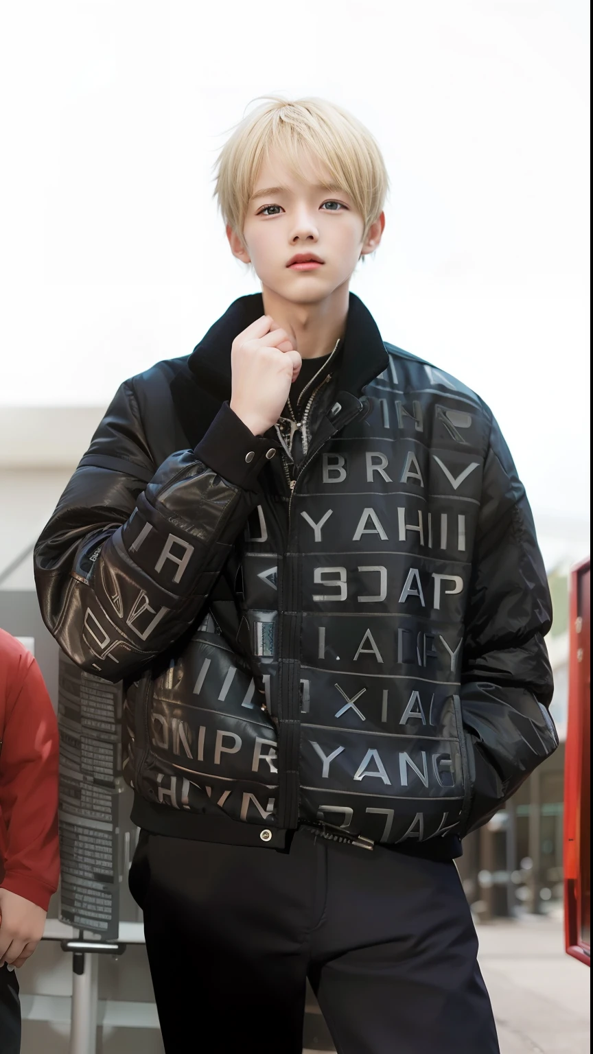 1boy, owen knight, black jaket, blonde hair, realistic, ultra detail