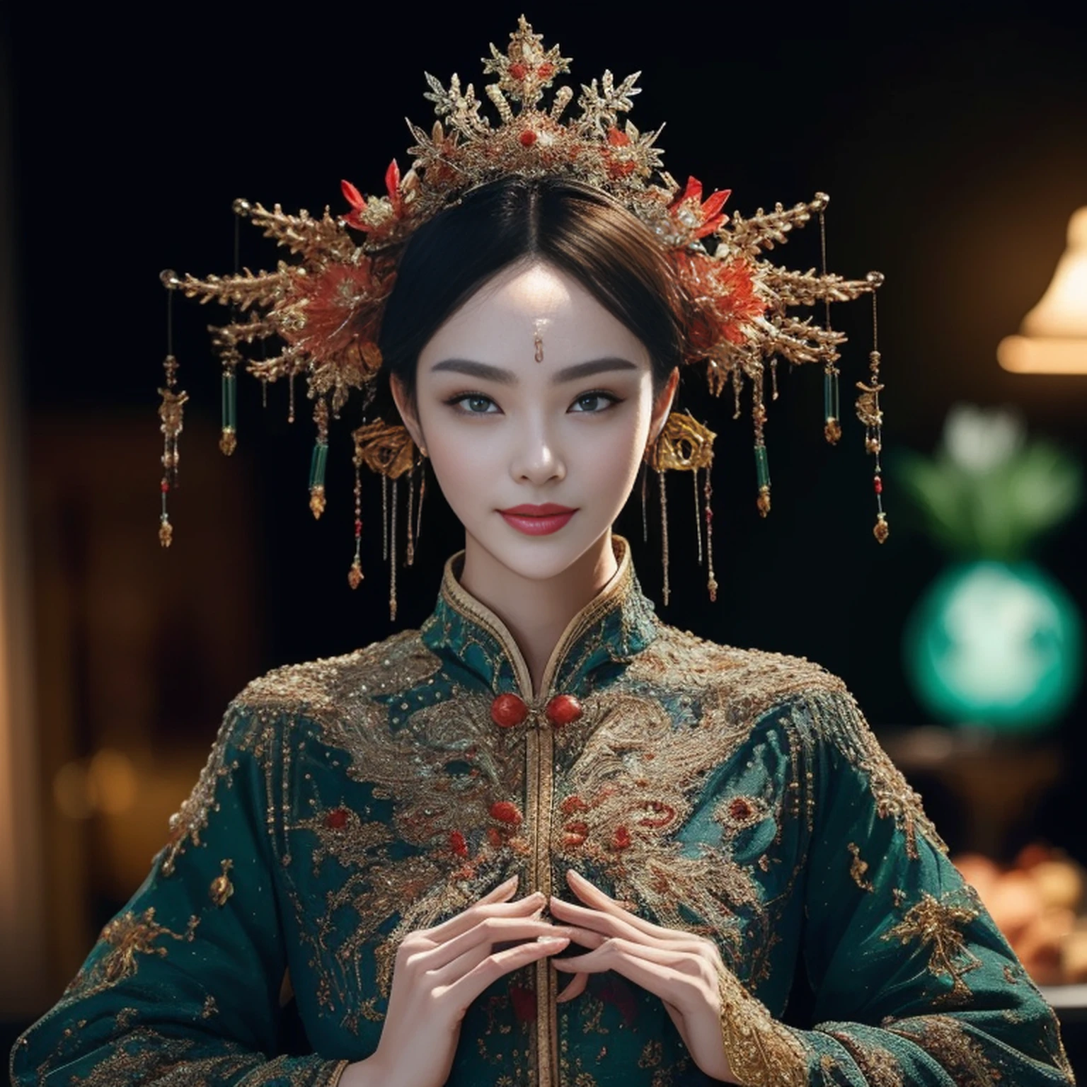 (((masterpiece))), (((best quality))), ((ultra-detailed)), (hyperrealistic), (highly detailed CG illustration), ((an extremely delicate and beautiful)),cinematic light, Create a stunning anime artwork that is currently trending on ArtStation, showcasing exquisite beauty and captivating aesthetics. The art piece should be highly detailed, featuring a compelling character and a visually appealing environment. The character in the artwork is a graceful and enchanting figure, radiating an aura of elegance. Pay close attention to intricate facial features, such as mesmerizing eyes with vibrant colors and delicate shading. The character's clothing should be designed with elaborate patterns, flowing fabrics, and rich textures, reflecting a blend of fantasy and contemporary fashion. Place the character in a captivating environment that enhances the overall appeal of the artwork. It could be a breathtaking natural landscape, a bustling futuristic cityscape, or a mystical realm filled with magical elements. Incorporate vibrant colors, dynamic lighting, and detailed background elements to create a sense of depth and immersion. Consider the latest trends in anime art, such as incorporating unique lighting effects, exploring creative composition techniques, or experimenting with unconventional color palettes. Take inspiration from the top artists on ArtStation and their exceptional execution of various art styles and themes. Camera: Choose an angle that highlights the character's beauty and the immersive environment. Lighting: Utilize atmospheric lighting techniques to create depth and mood. Resolution: Aim for a high-resolution artwork to showcase intricate details and clarity. Art Inspirations: Seek inspiration from the trending artists on ArtStation, exploring different styles, genres, and themes.